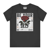Be Your Self Rose Graphic Black Tee Shirt product
